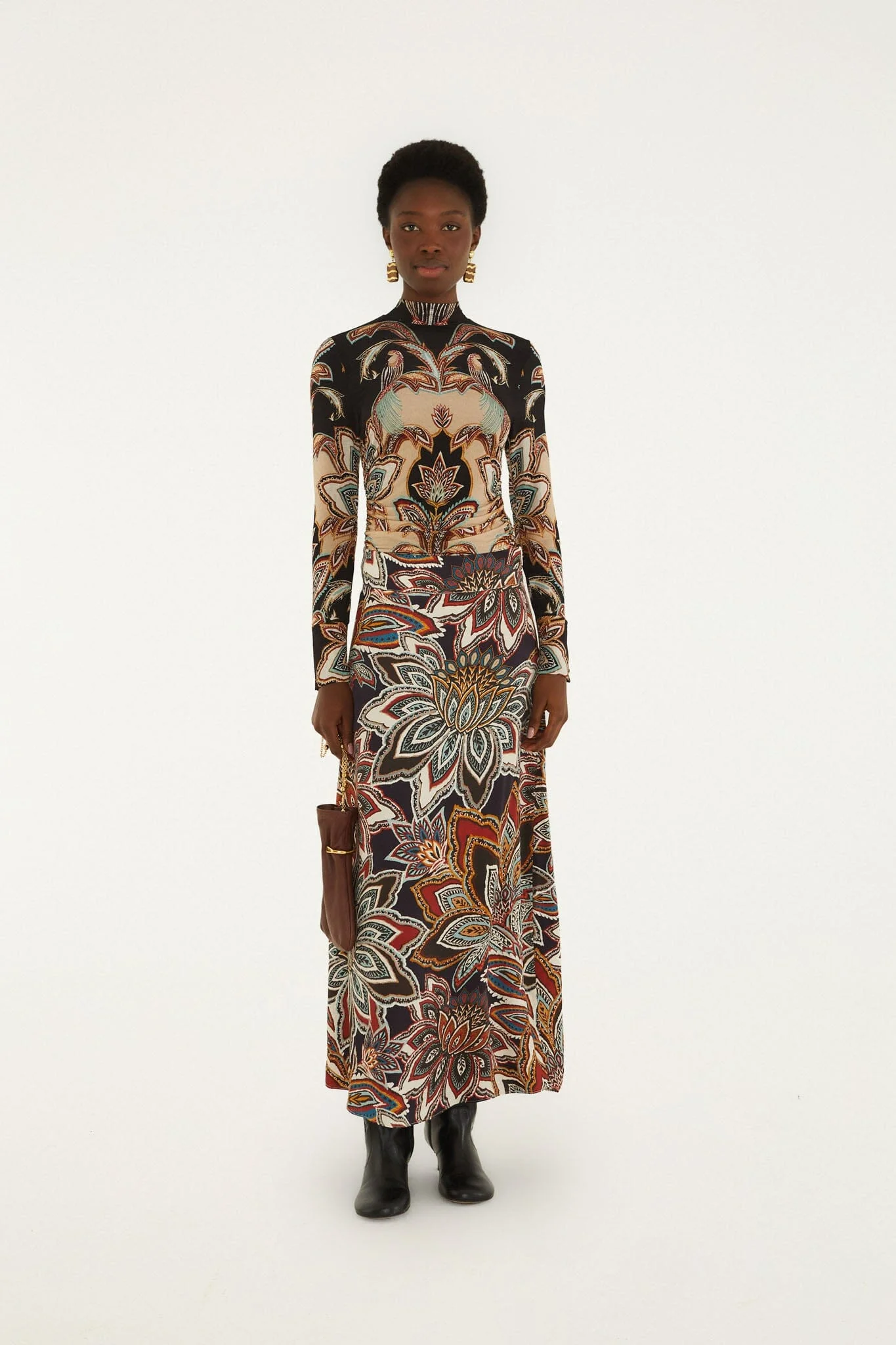 Tapestry Flowers Maxi Skirt - 1