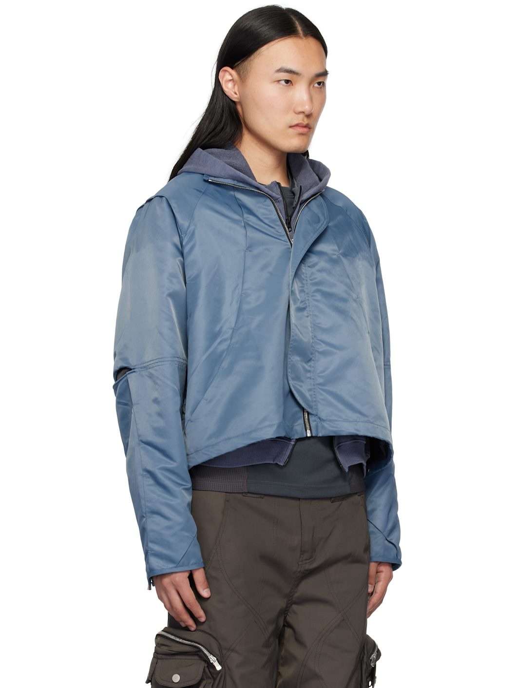Blue Hooded Parachute Jacket - 2
