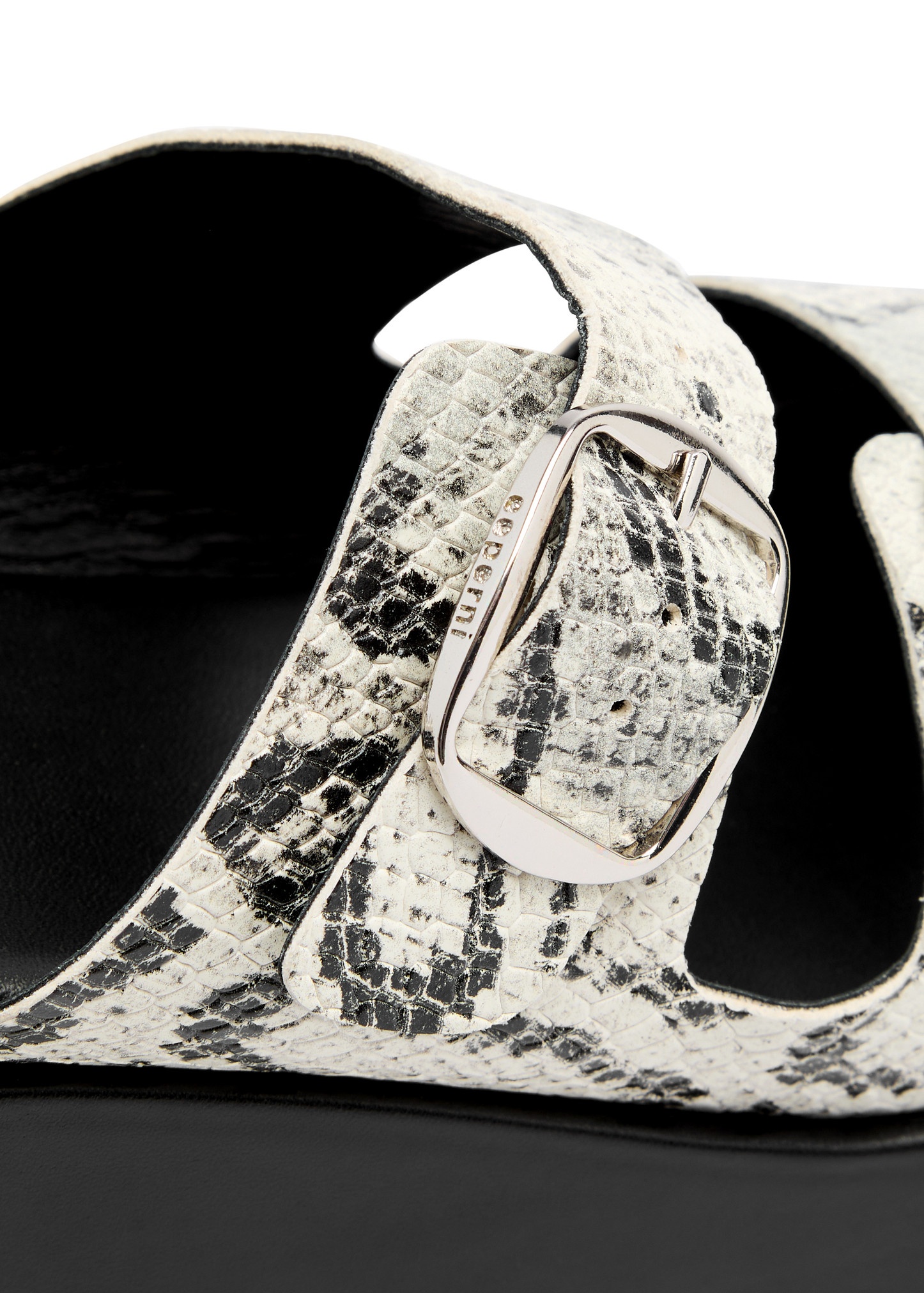 Python-effect leather platform wedge sliders - 4