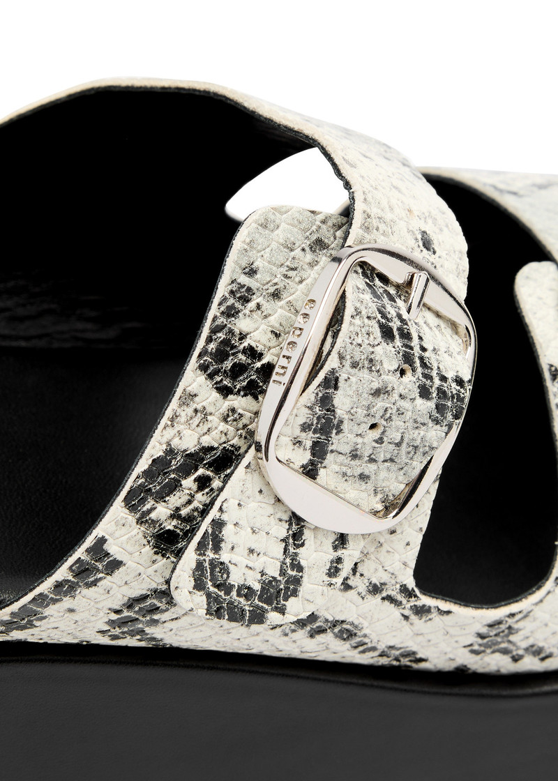 Python-effect leather platform wedge sliders 4