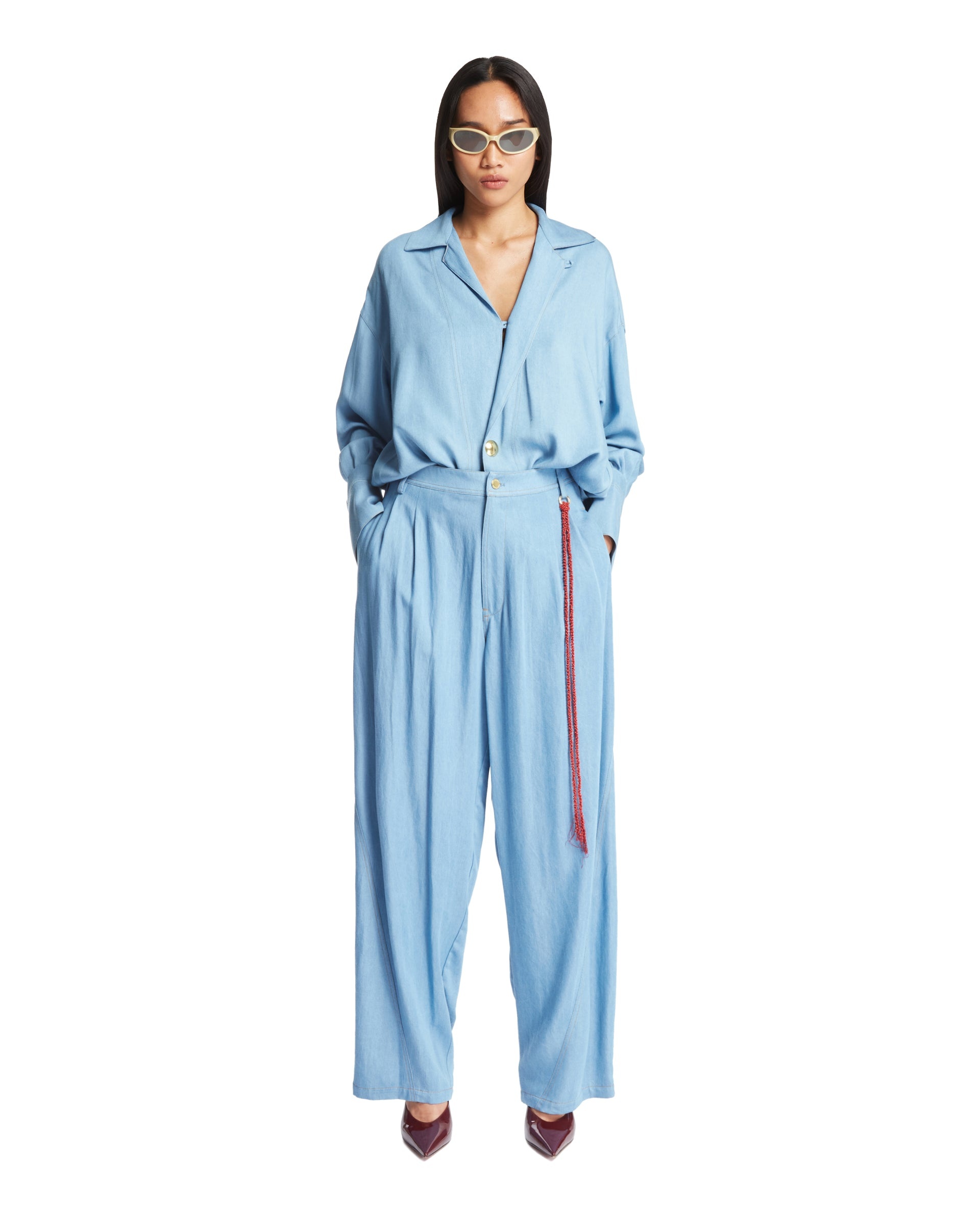 Light Blue Phebe Relaxed Fit Pants - 2