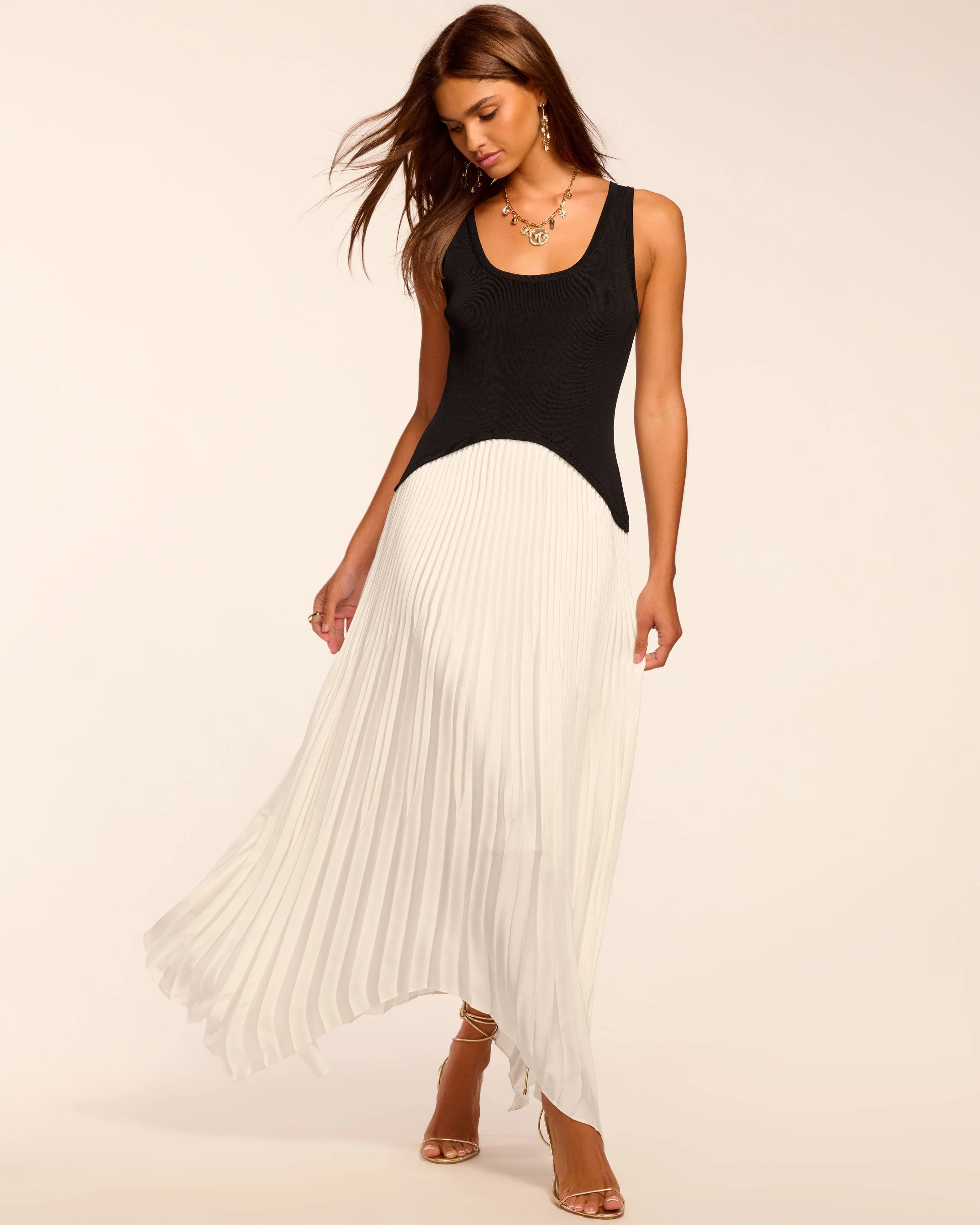 Davinia Knit Combo Pleated Maxi Dress - 1
