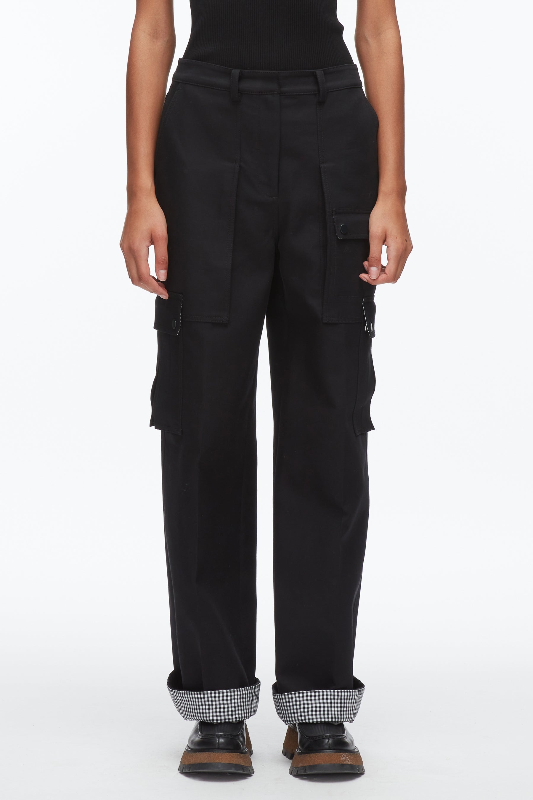 Carpenter Cargo Pants with Plaid Cuffs - 3