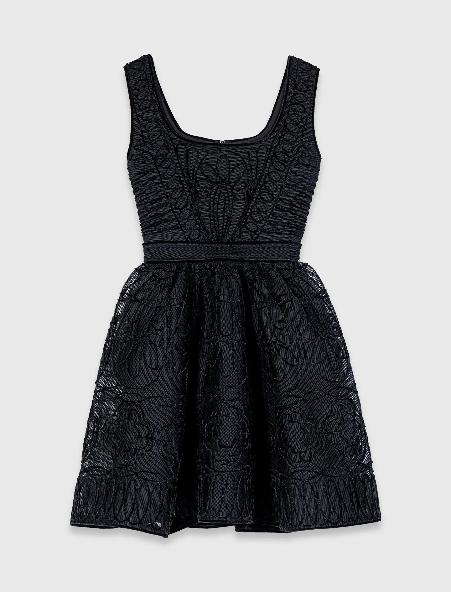 Short embroidered basket knit dress - 1