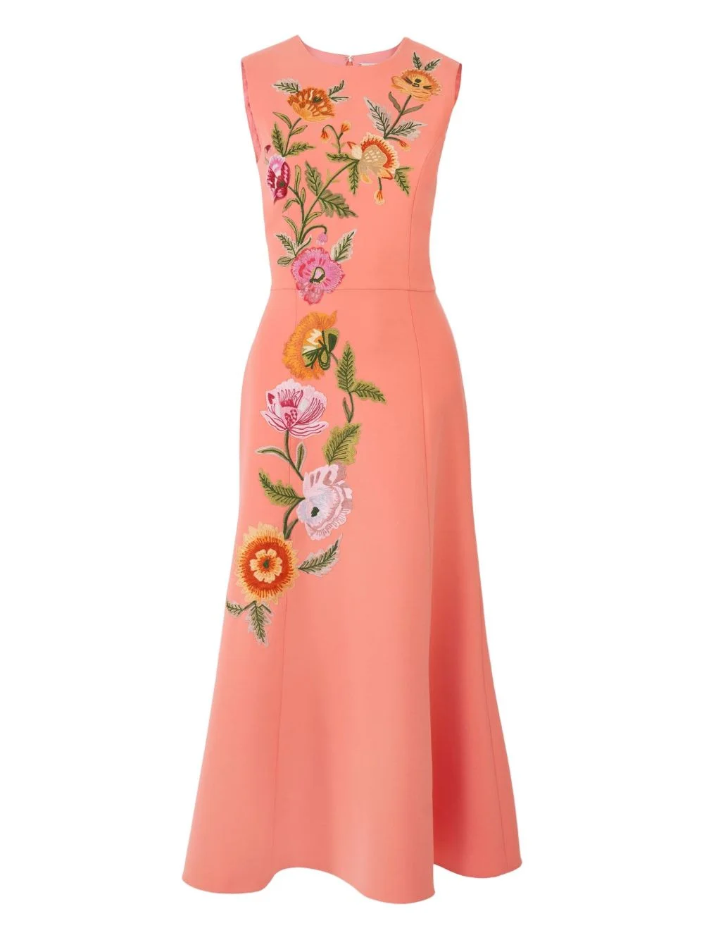 floral-embroidered midi dress - 1