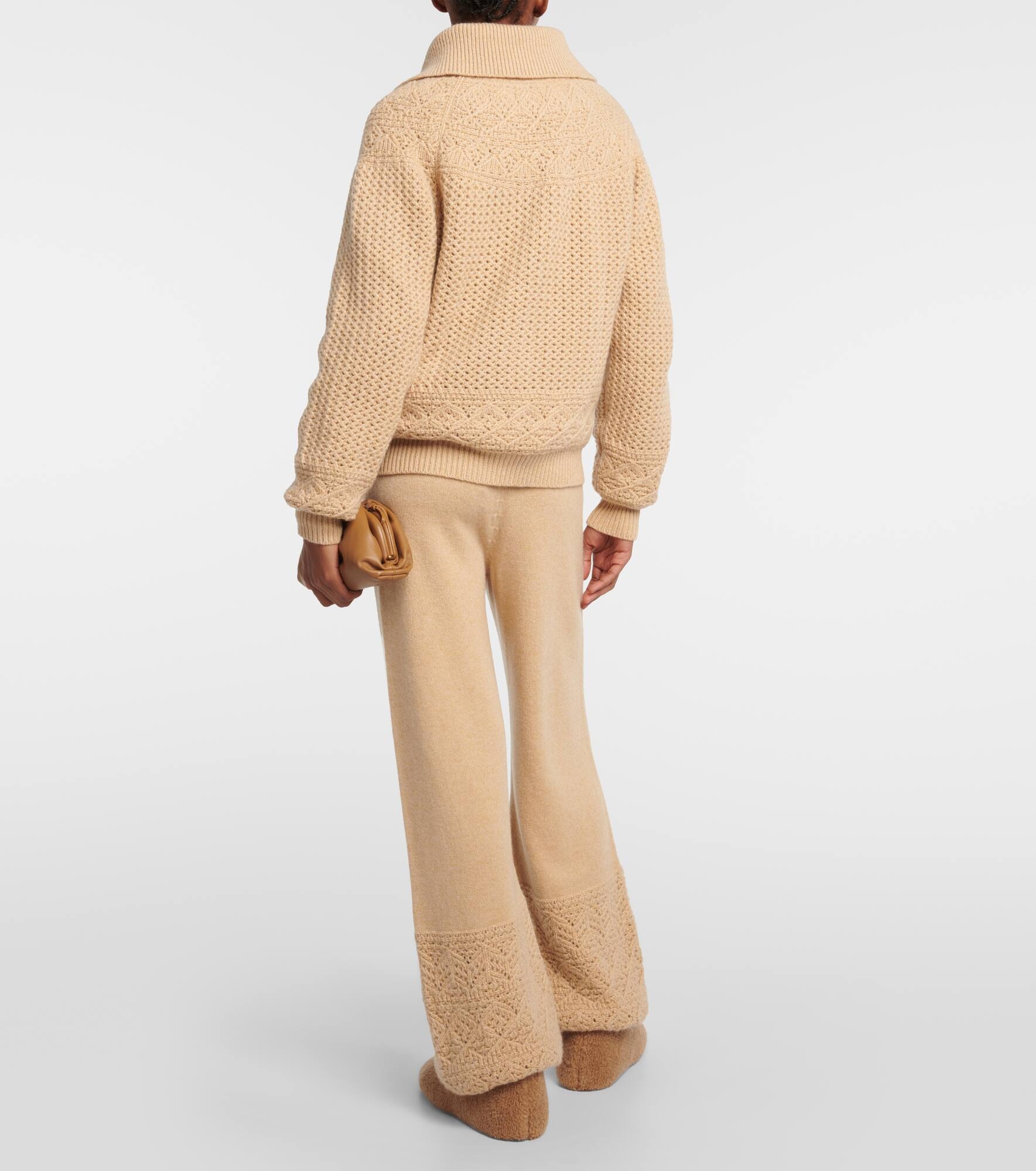 Crochet cashmere zip-up sweater - 3