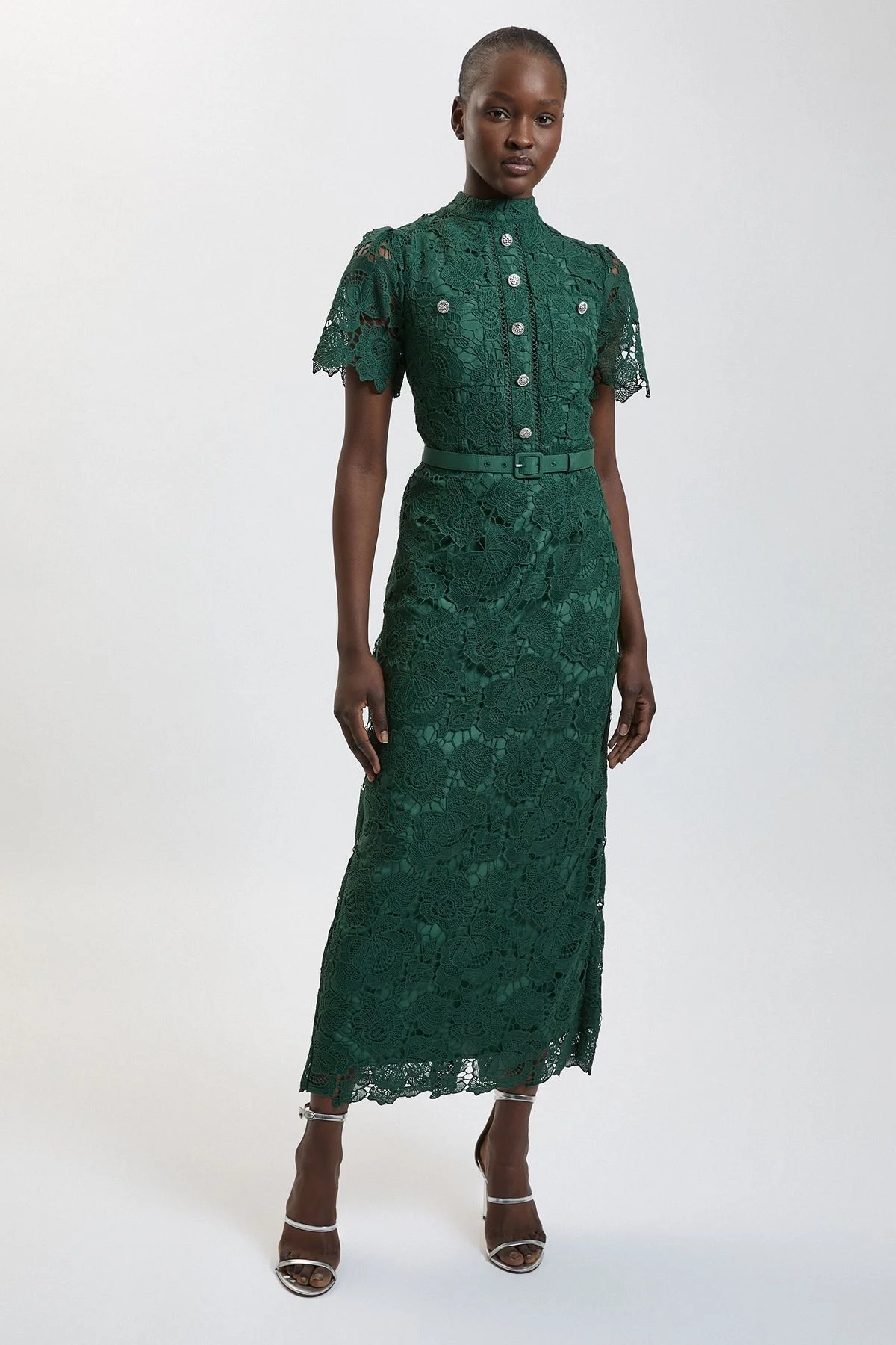 Lace Pocket Detail Midi Dress - 1