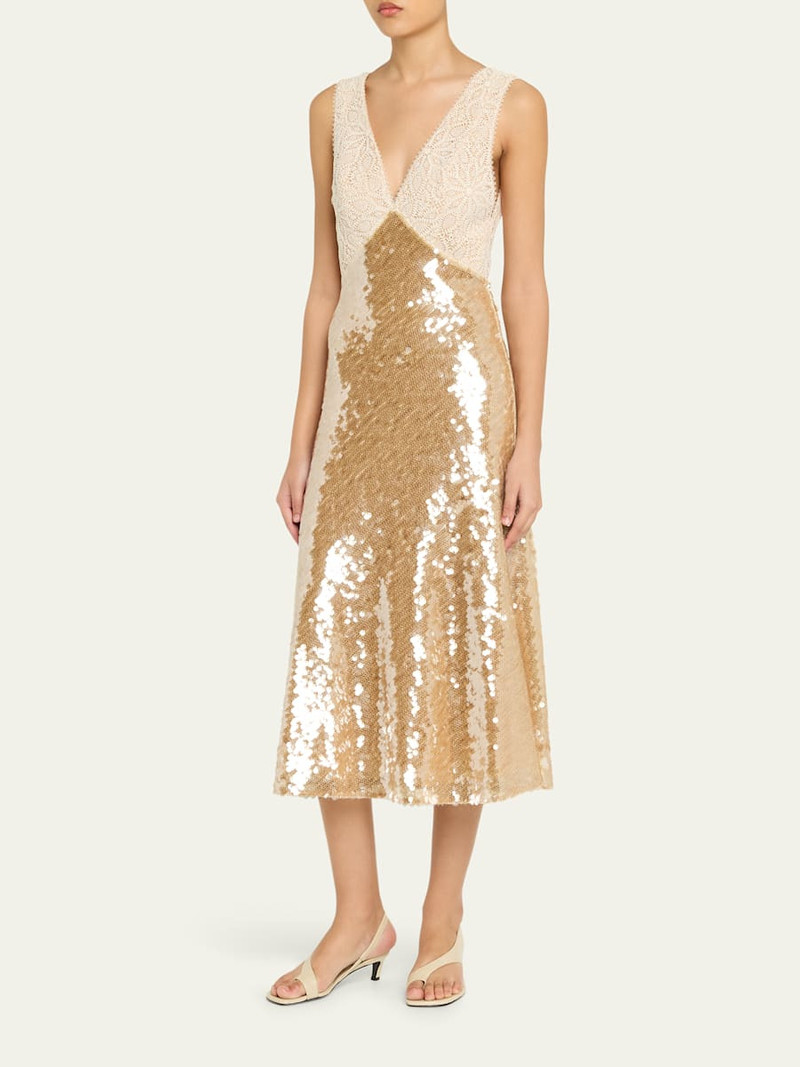 Kassie Low-Back Lace & Sequin Midi Dress 4