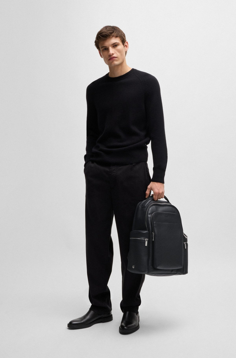 BOSS MULTI-POCKET BACKPACK IN ITALIAN LEATHER WITH SIGNATURE TRIMS outlook