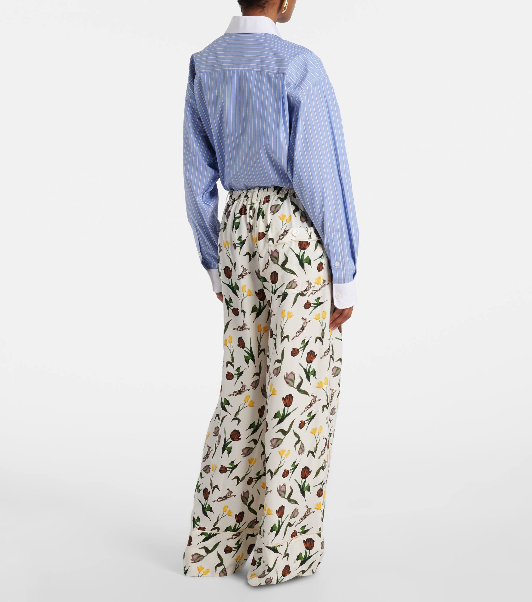 Printed silk palazzo pants - 3