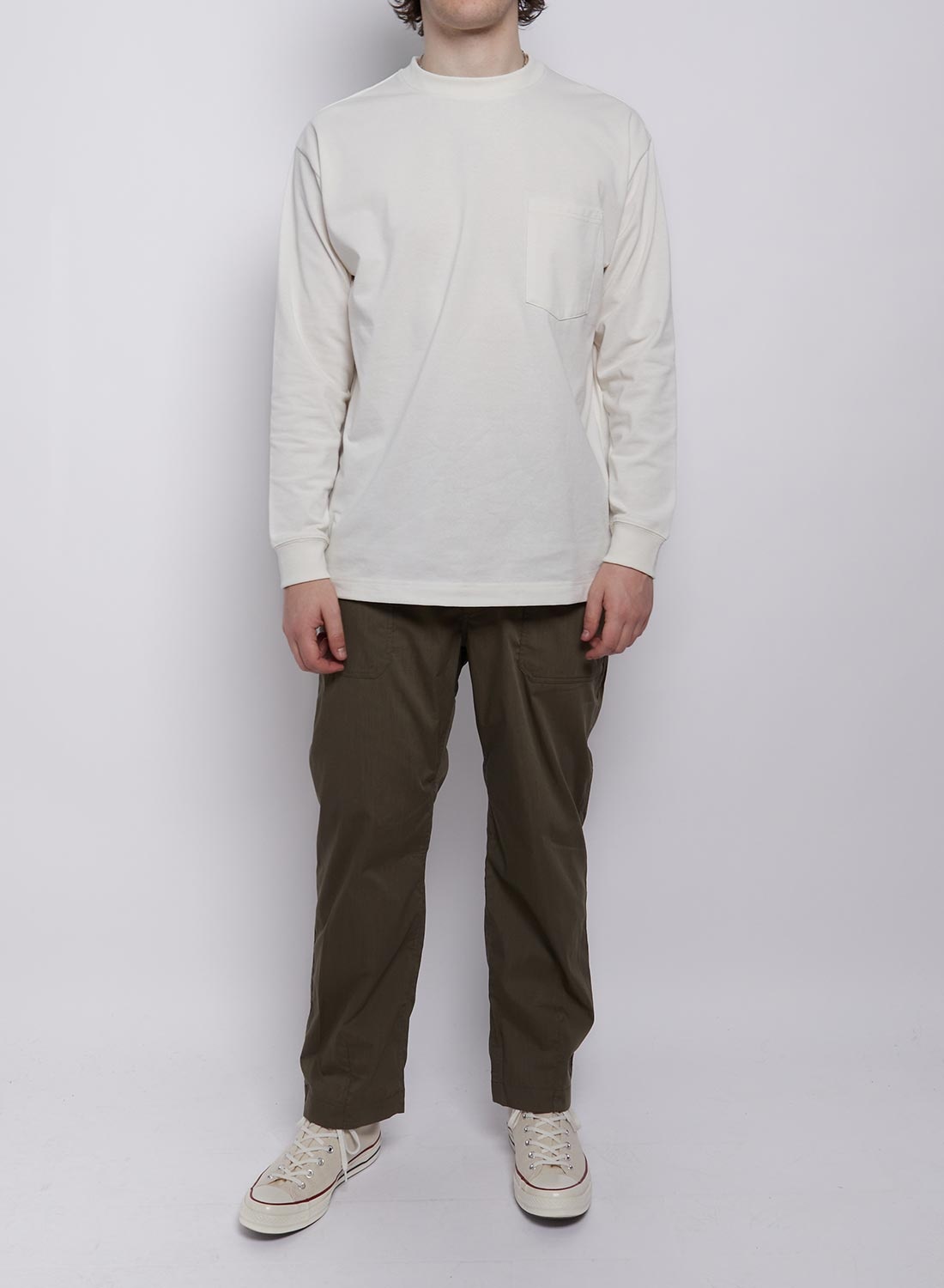 Nanga Eco Hybrid Daily Long Sleeve Tee in White - 2