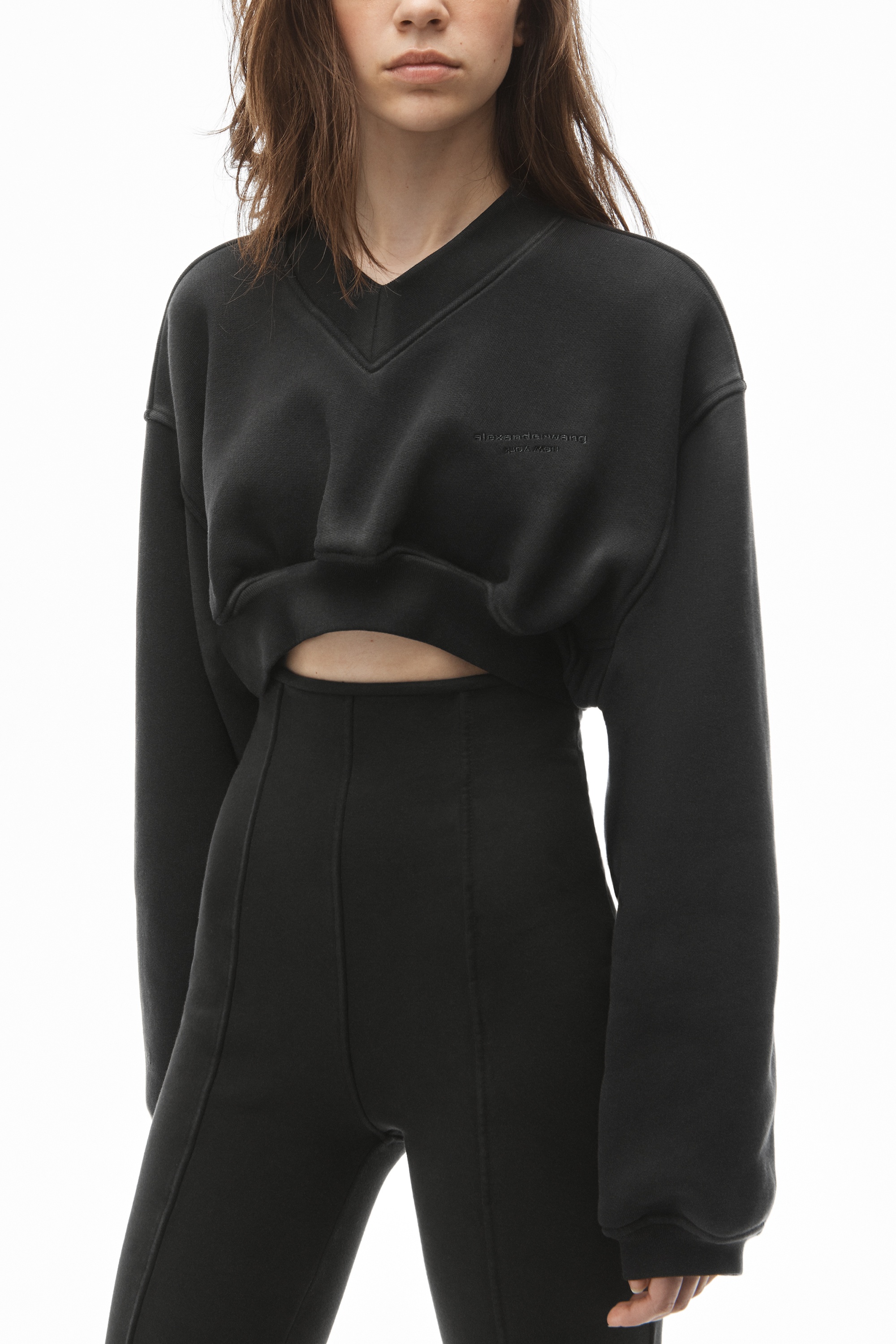 V-NECK CROPPED PULLOVER IN CLASSIC TERRY - 3