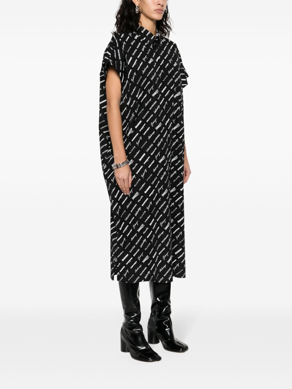 logo-print shirt dress - 3