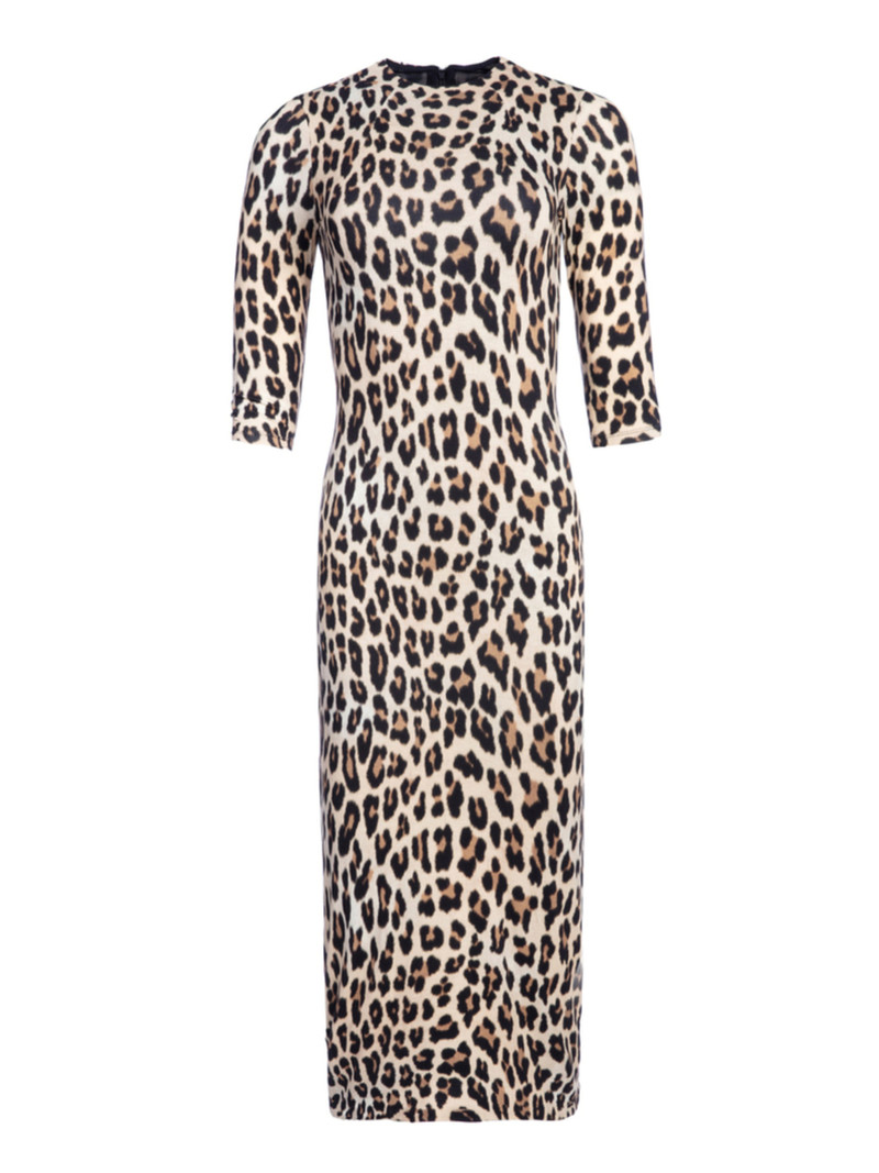 DELORA FITTED MOCK NECK MIDI DRESS - 1