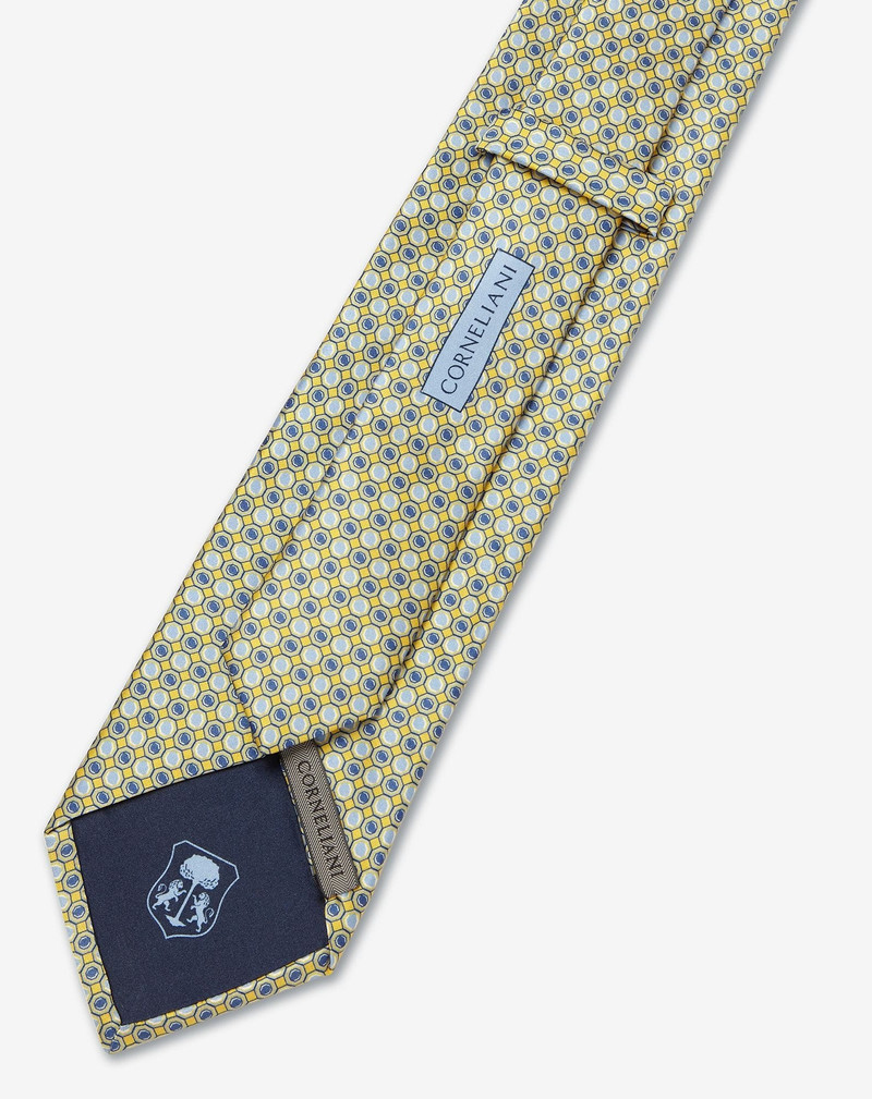 Yellow printed satin tie 3