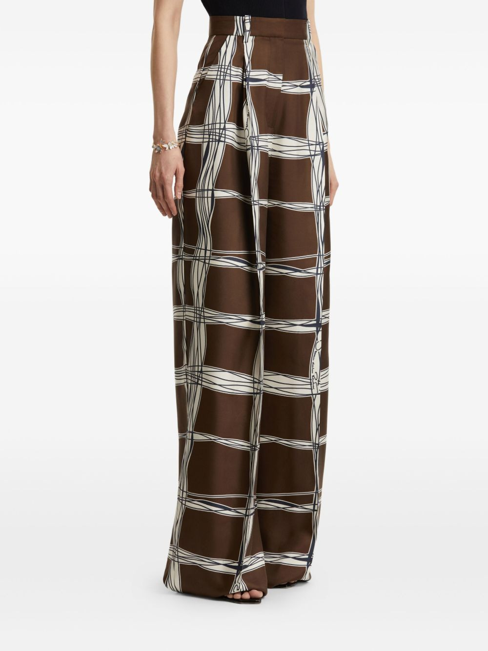 pleated plaid trousers - 4