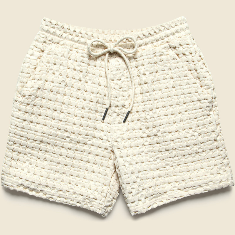 5.5" Porto Waffle Shorts - Ecru 1