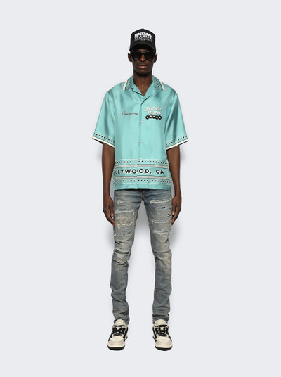 AMIRI Amiri Records Short Sleeve Shirt Teal outlook