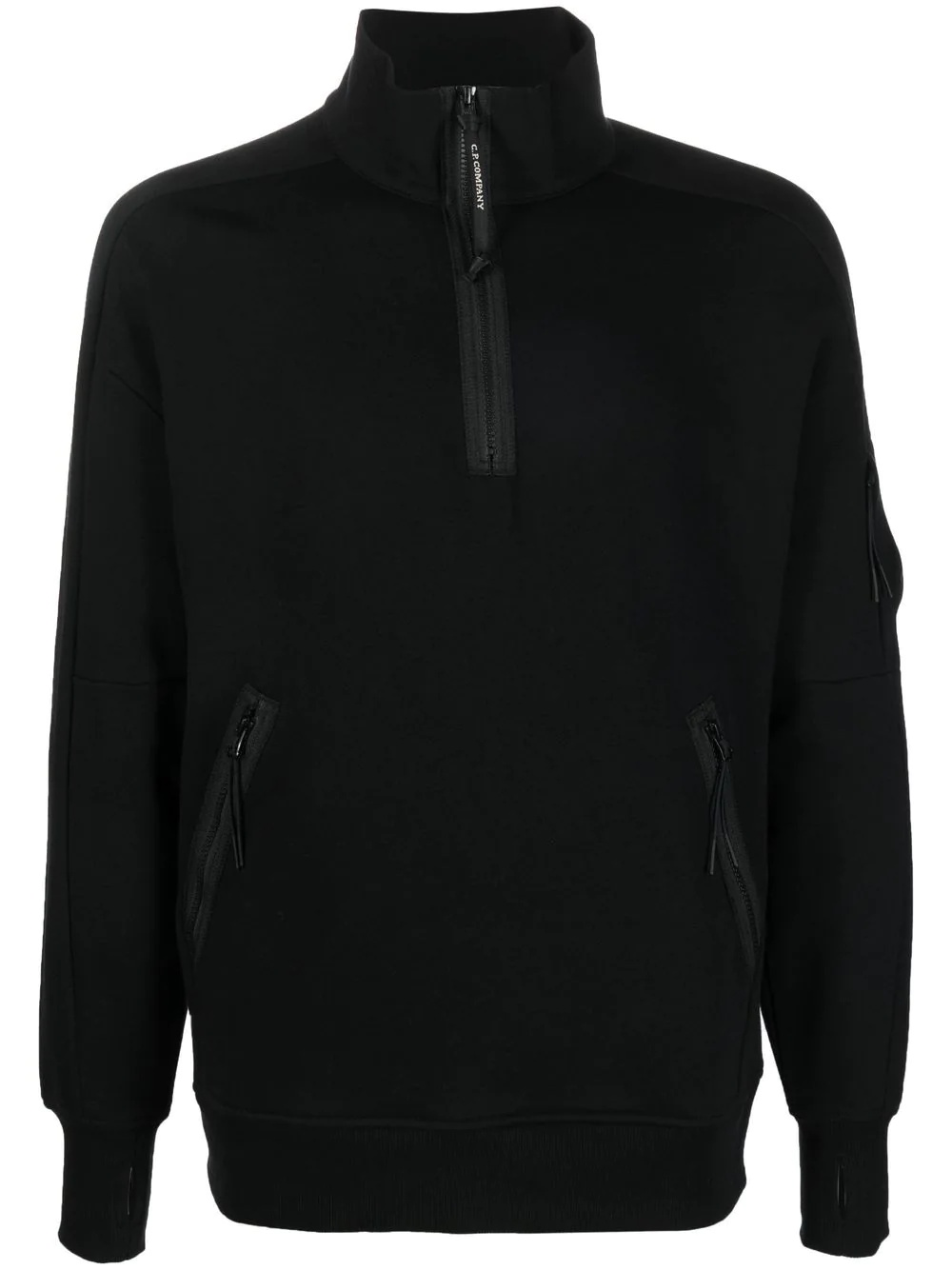 logo-plaque sleeve zipped jumper - 1