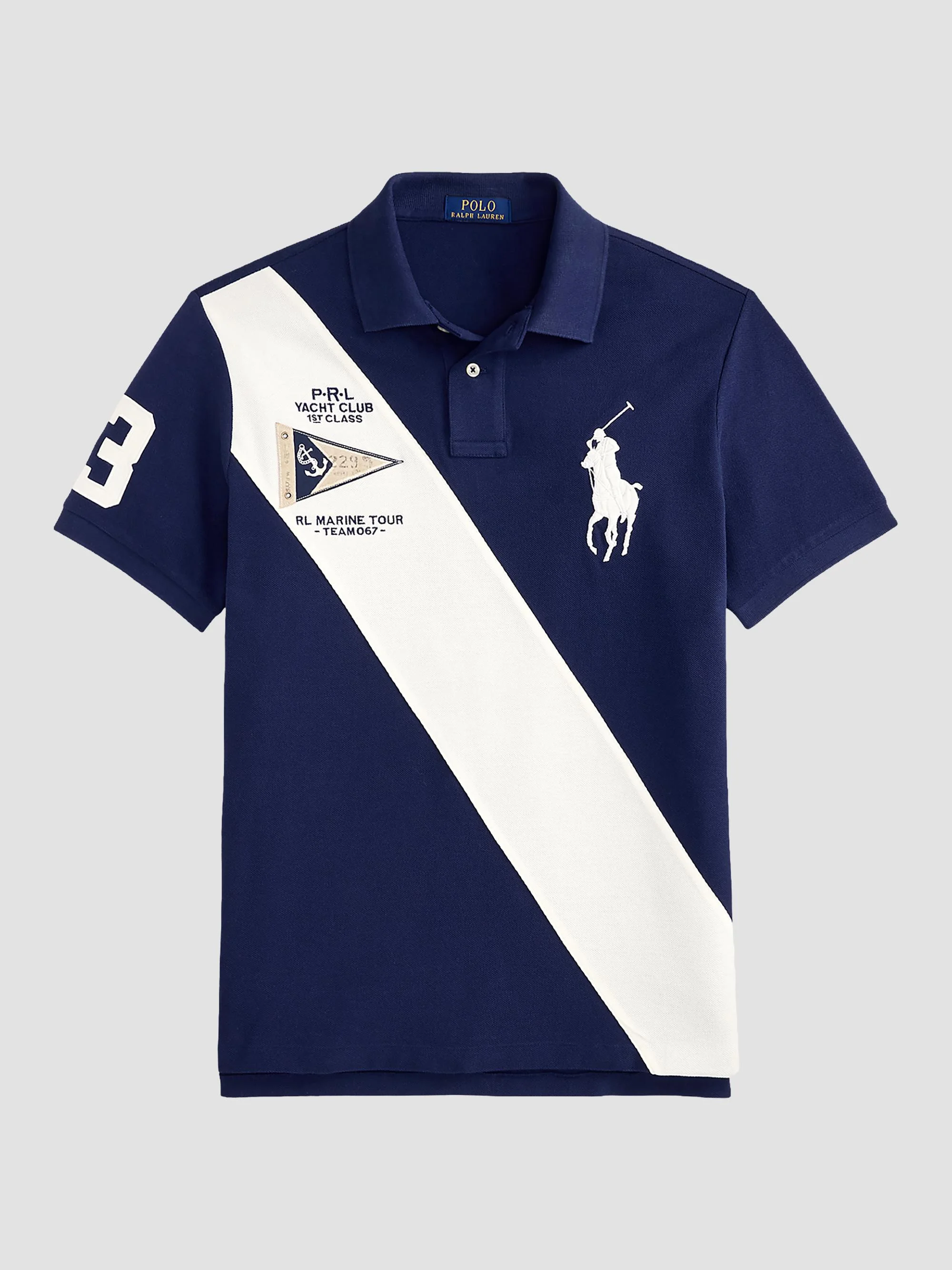 Men's Custom Slim-Fit Big Pony Mesh Polo Shirt - Newport Navy Nevis - 1