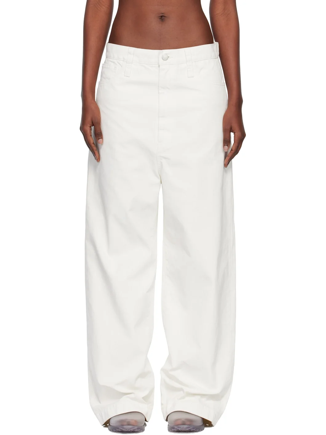 White Sculptural Jeans - 1