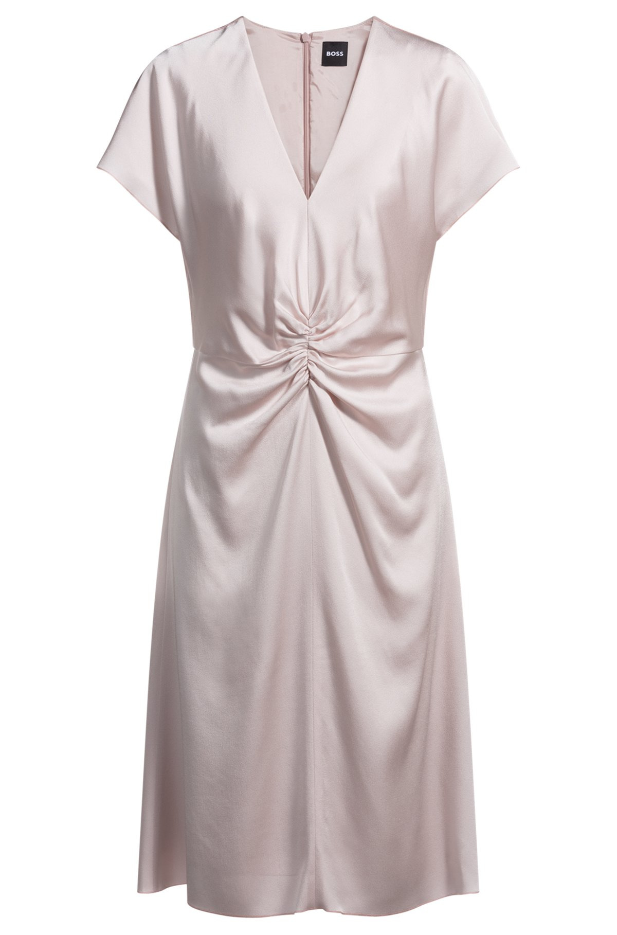 V-NECK DRESS WITH GATHERED WAISTBAND - 1