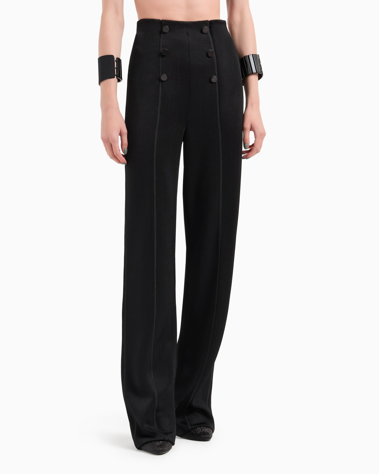 STRAIGHT-CUT, VISCOSE JERSEY TROUSERS - 4