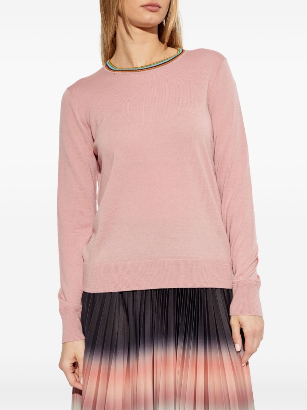 striped-neck merino sweater - 3