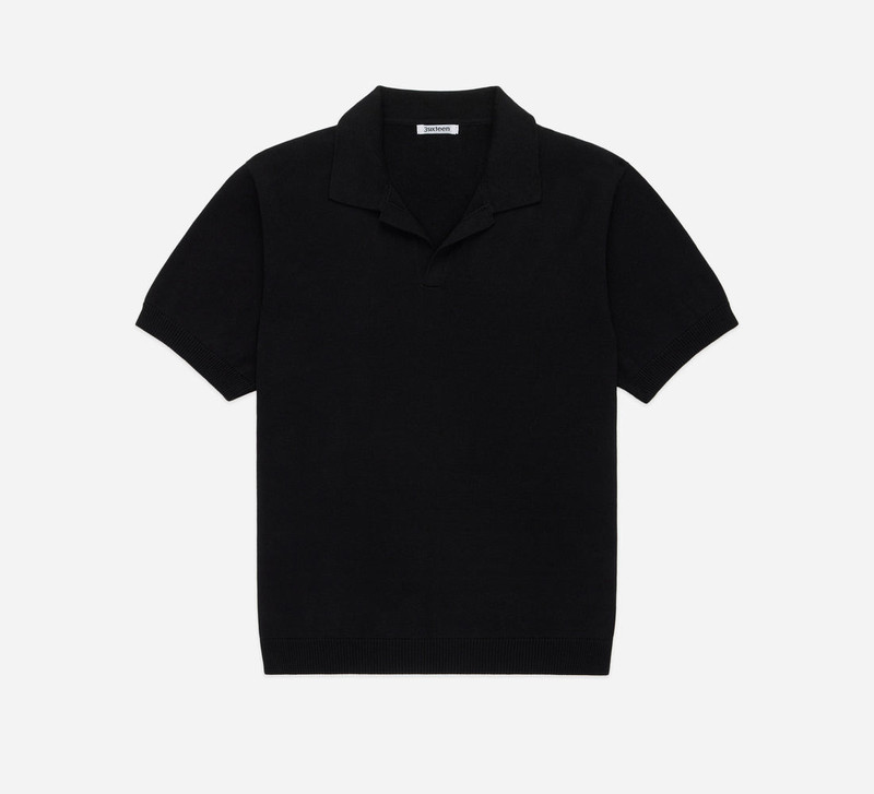 Knit Polo - Black Pima Cotton - 1