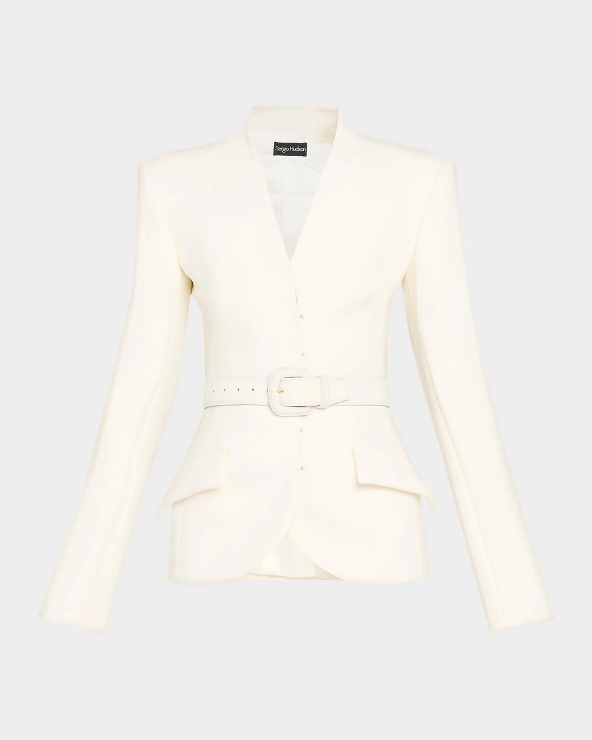 Collarless Slim Tailored Wool-Blend Jacket - 1