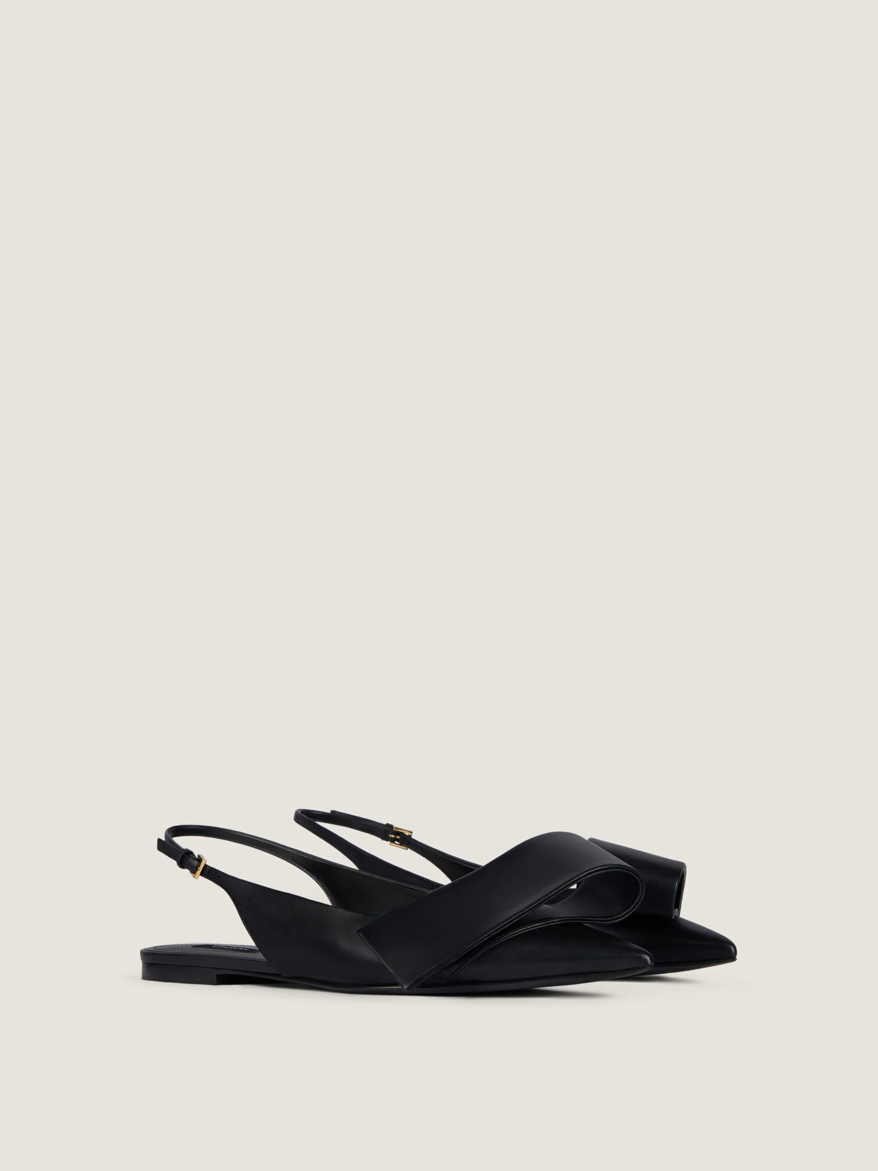 TWISTED RIBBON FLAT SLINGBACKS IN LEATHER - 1