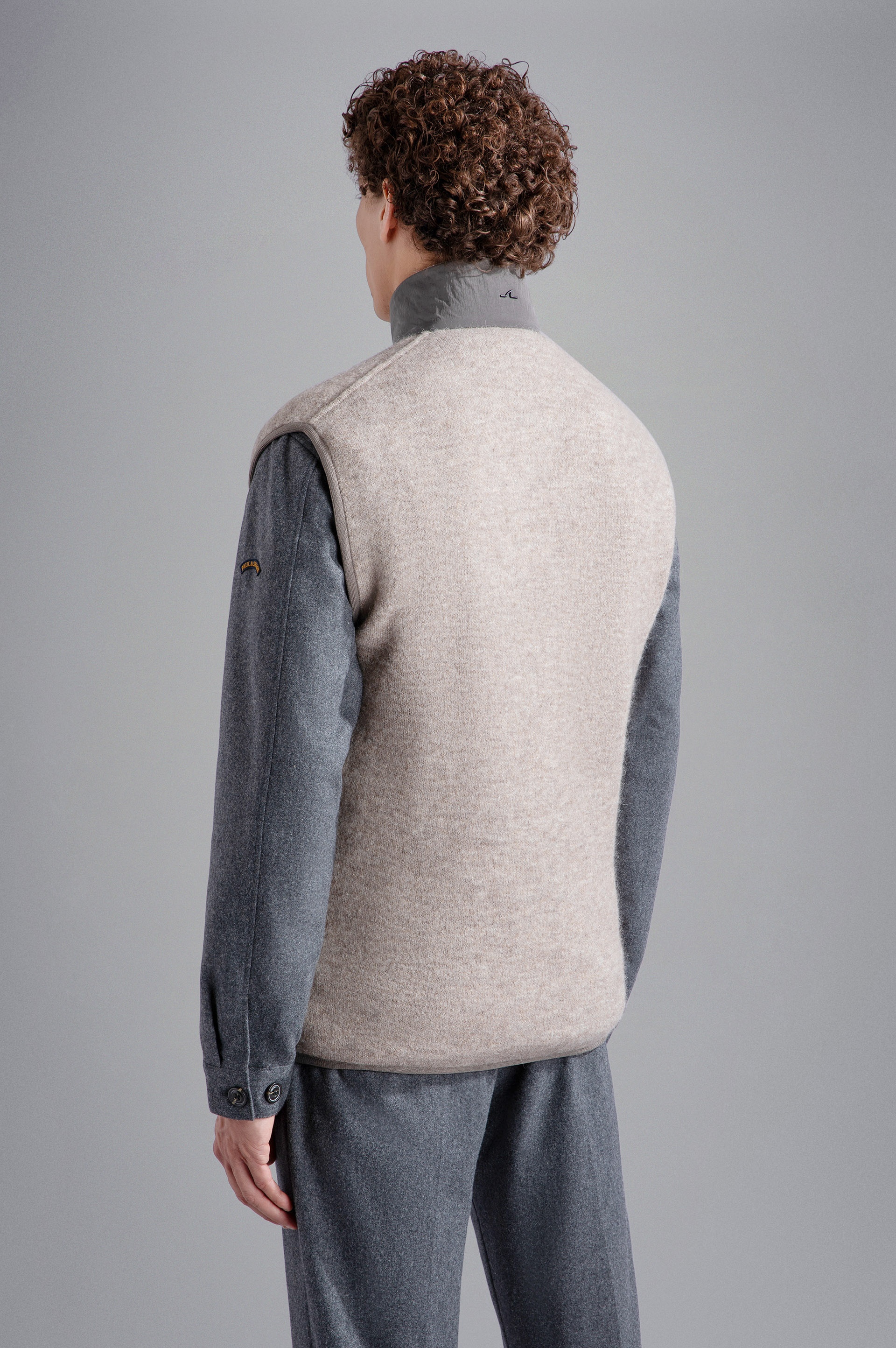 WOOL AND MOHAIR VEST WITH TECHNICAL FABRIC INSERTS - 3