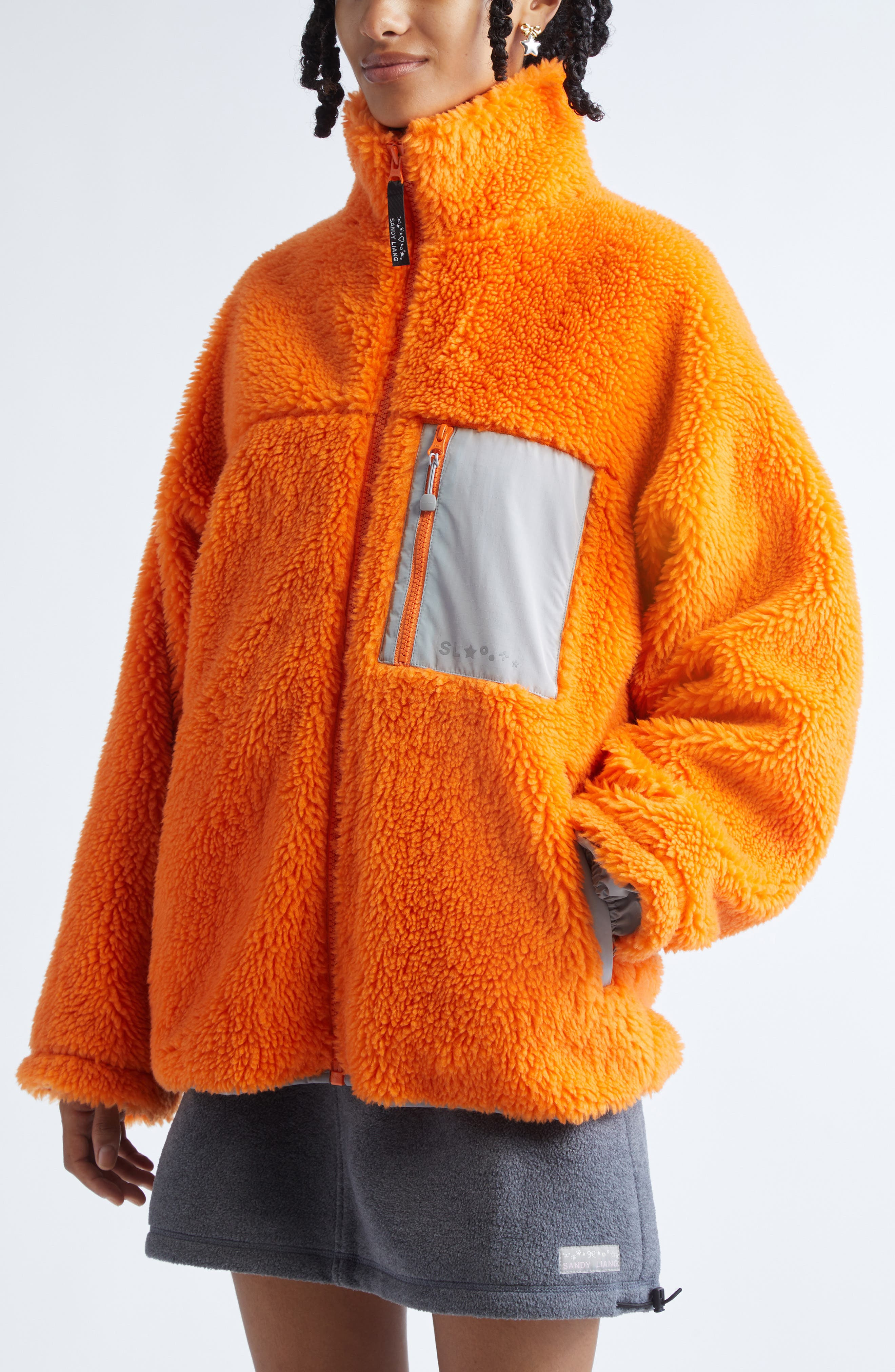Sandy Liang Rain Fleece Jacket in Orange at Nordstrom - 5