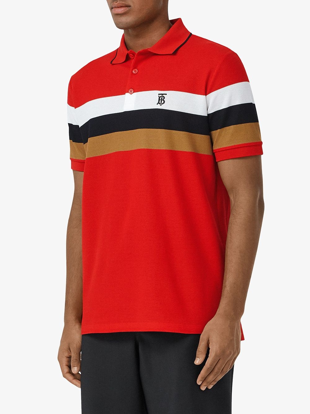 striped TB motif polo shirt - 3