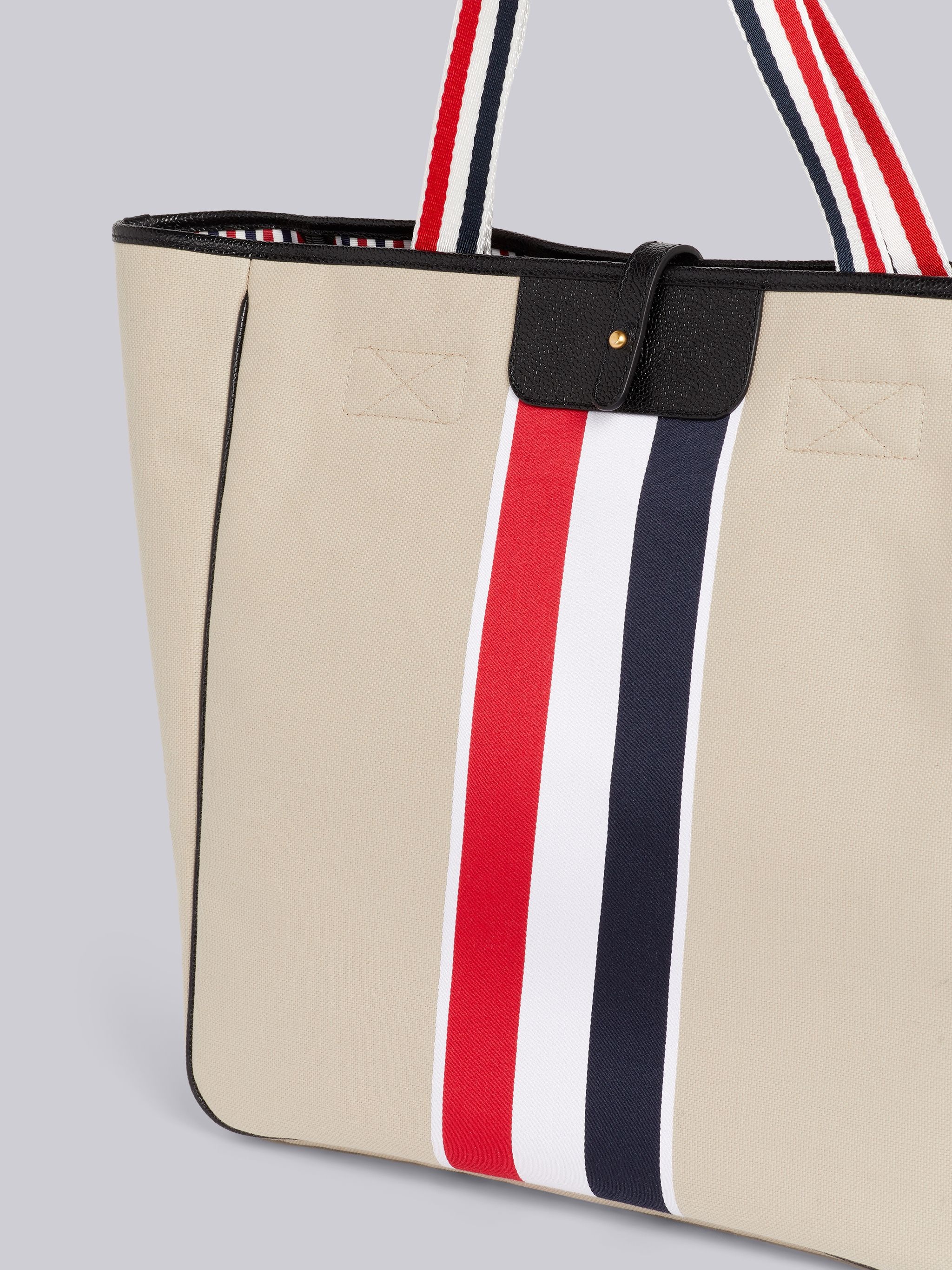 Khaki Canvas Jacquard Stripe Hunting Tote - 2