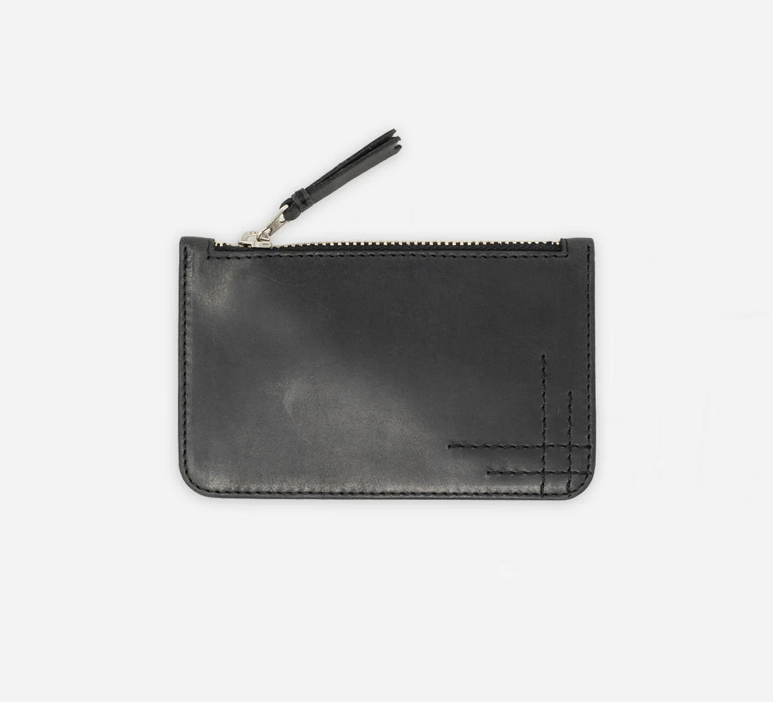 Zip Pouch - Black Cowhide - 1