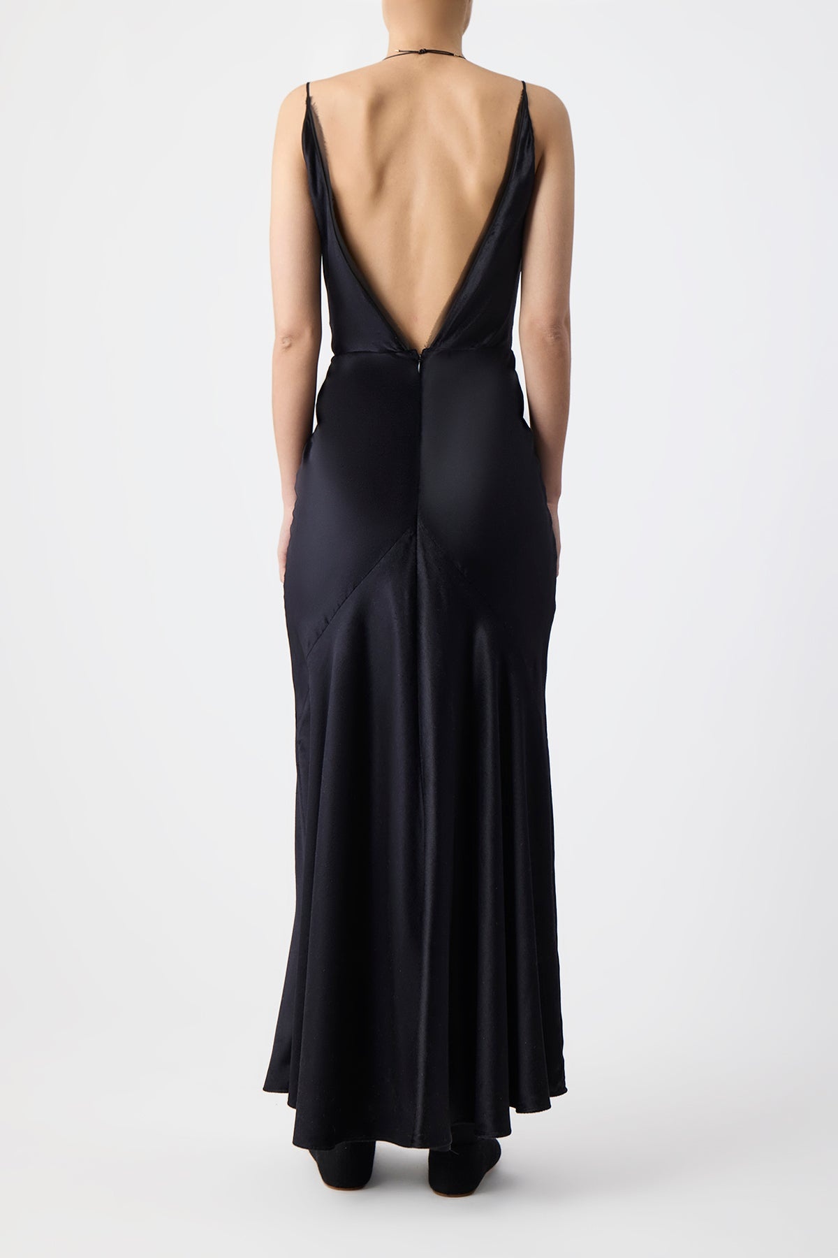 Brigita Dress in Black Silk Velvet - 7