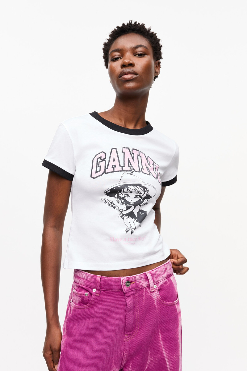 GANNI WHITE BASIC JERSEY WITCH SMALL T-SHIRT outlook
