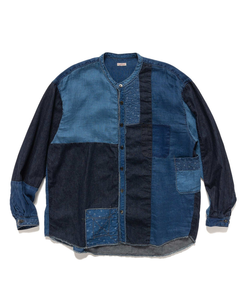 Cotton/Linen IDG Patchwork Band Collar KATMANDU Shirt IDG 1