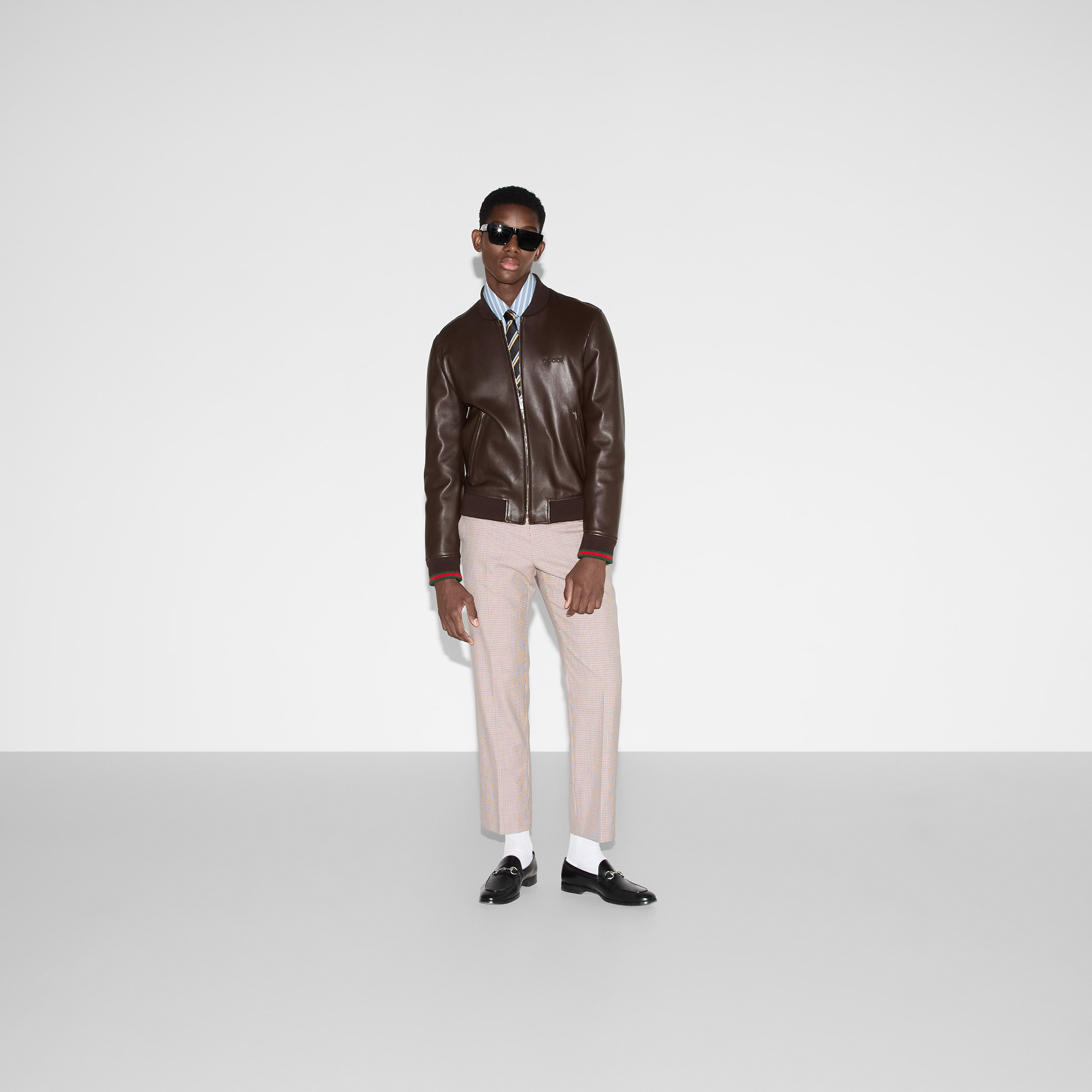 Leather bomber jacket with embroidery - 2