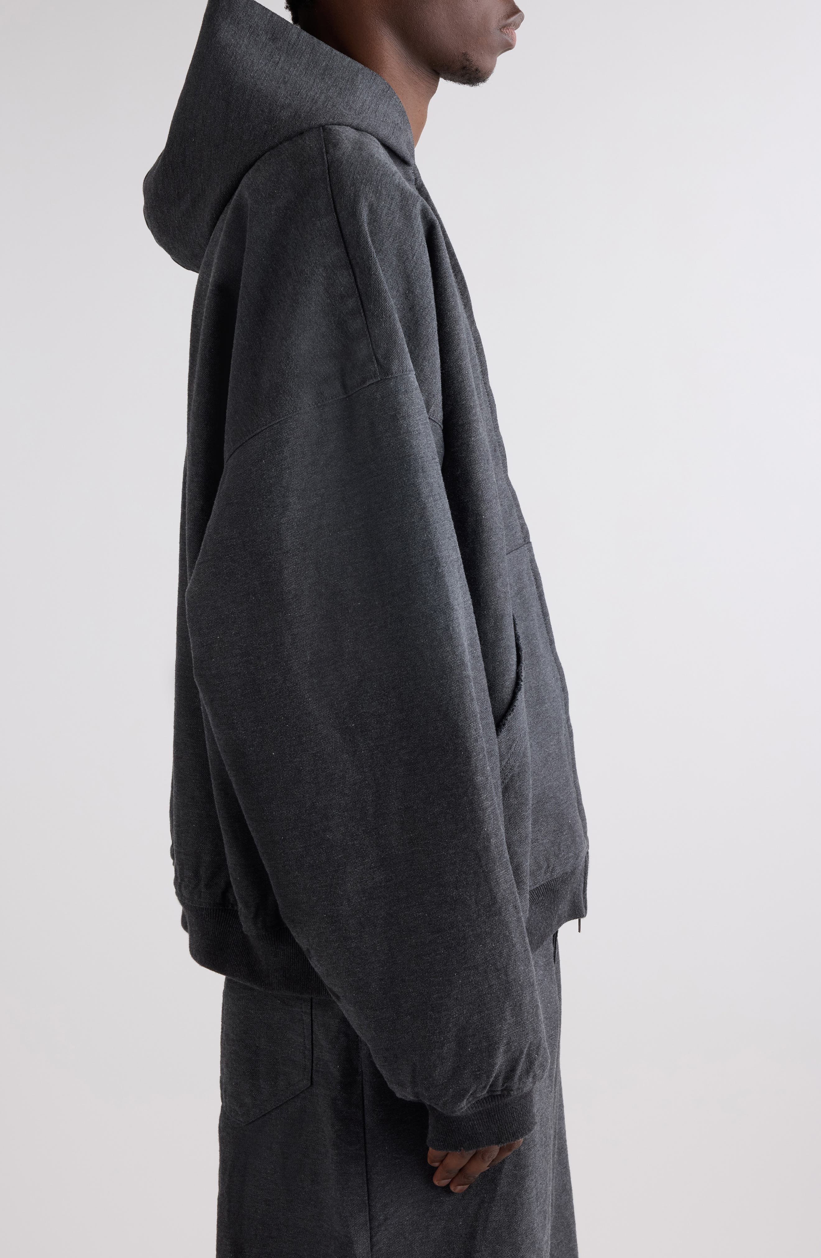 Balenciaga Trompe l'Oeil Hoodie in 1140 Anthracite at Nordstrom - 3