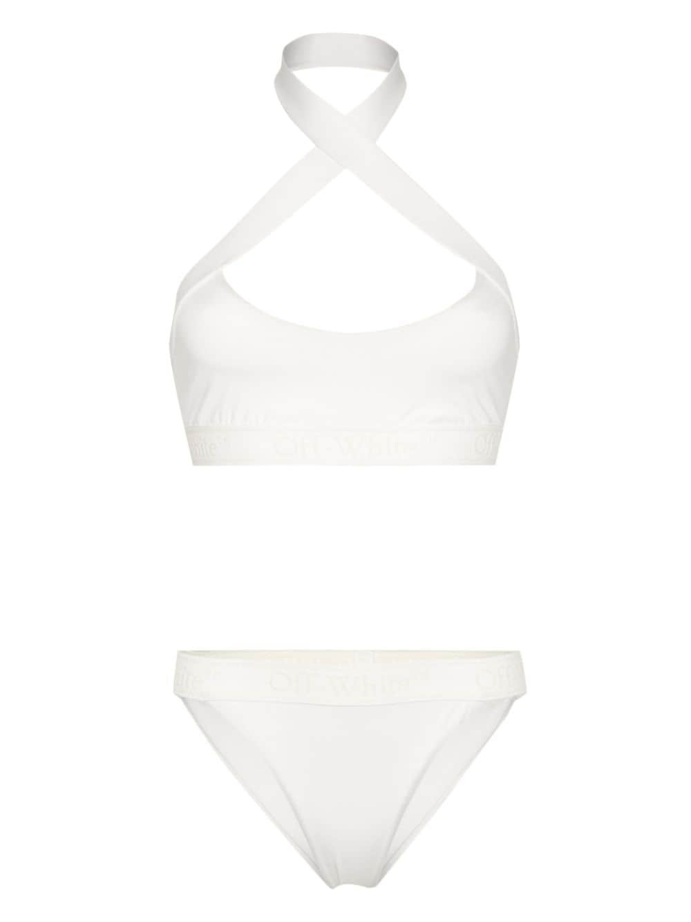 logo-embroidered bikini - 1