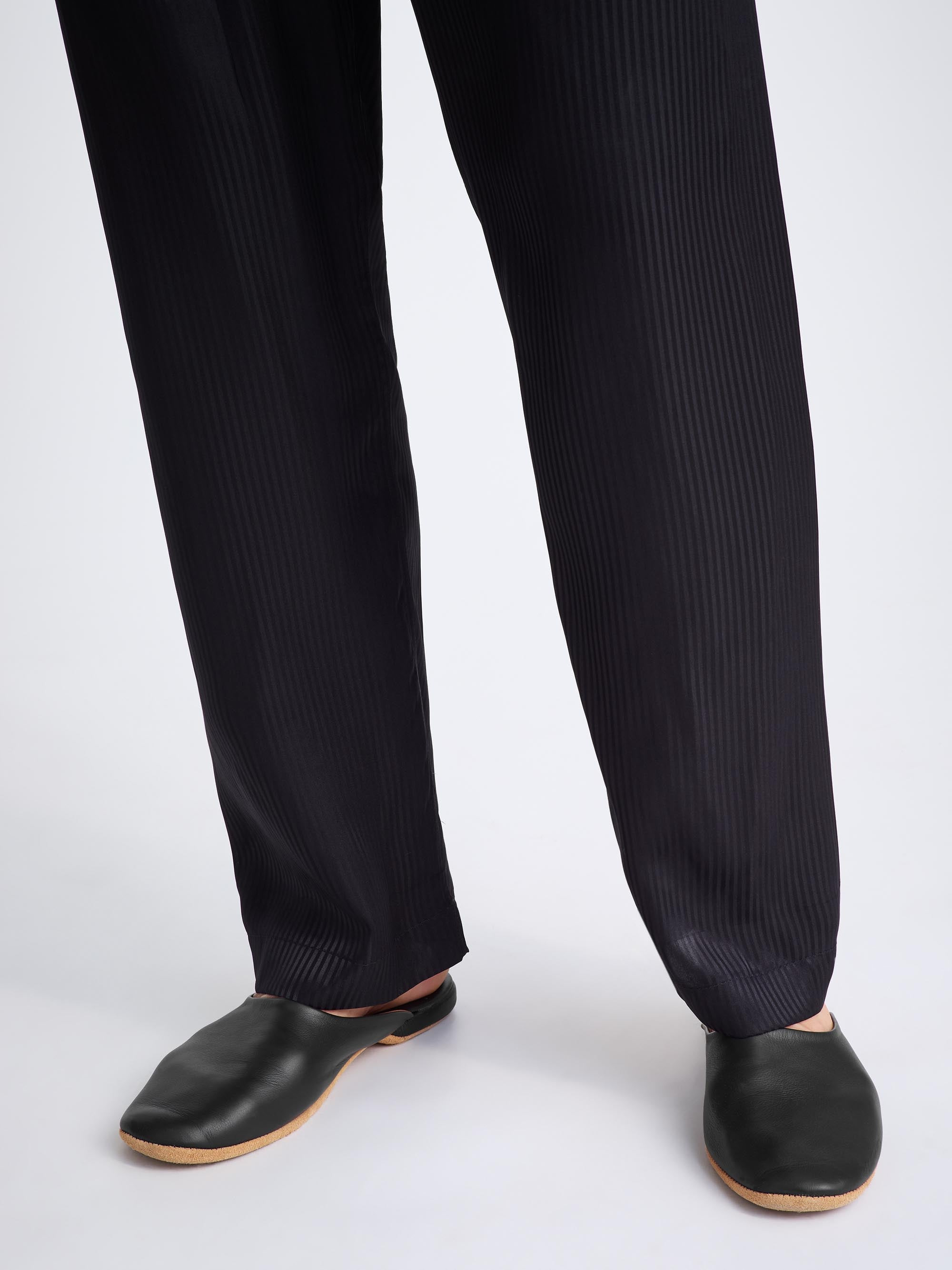 Men's Mule Slippers Morgan Calfskin Leather Black - 6