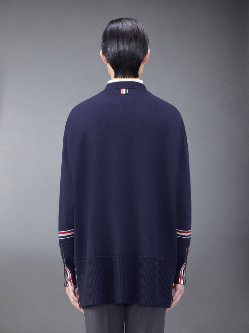 Thom Browne Merino Stripe Jacquard Exaggerated Crew Neck Pullover outlook