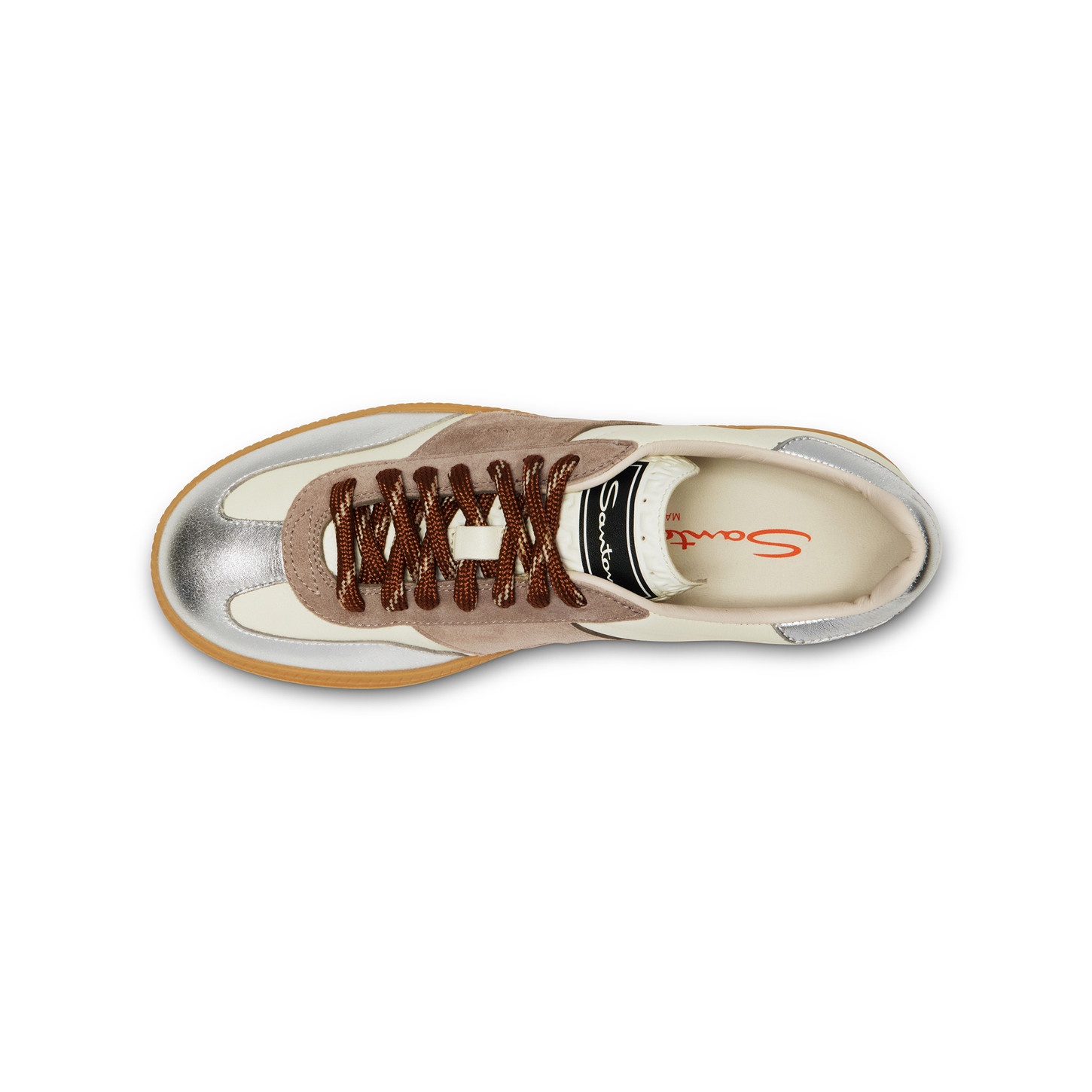 Women's white, beige and silver leather and suede DBS Oly sneaker - 5