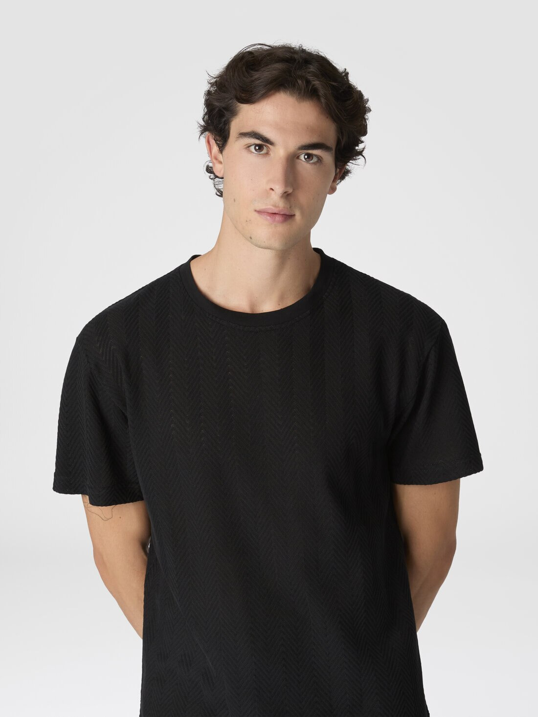 Crew Neck T-Shirt in Cotton-Viscose Raschel - 4