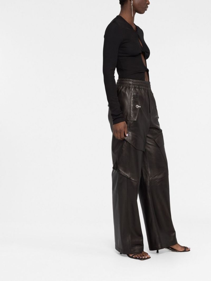 wide-leg leather trousers - 6