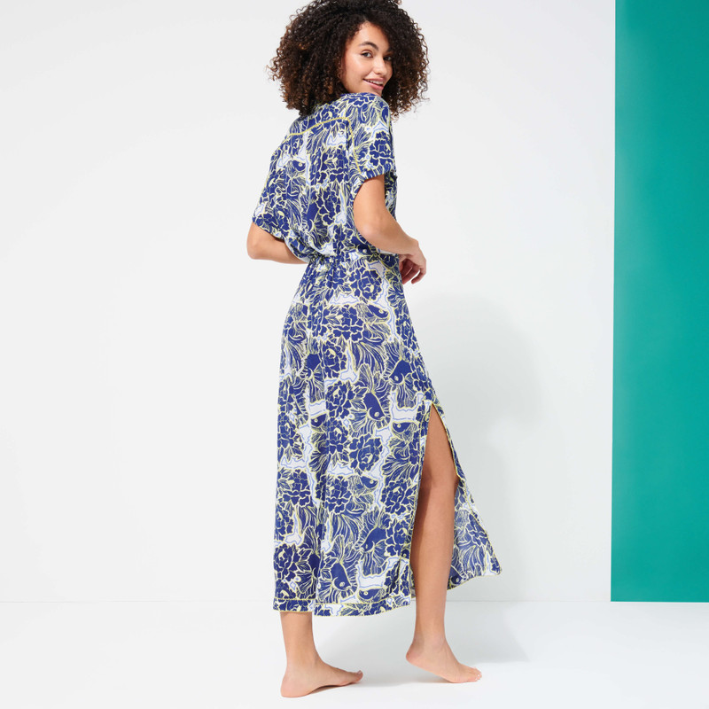 Women Maxi Dress Hidden Fishes - Vilebrequin x Poupette St Barth 4