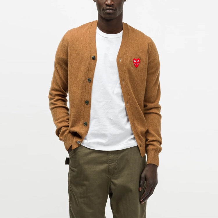 COMME des GARCONS PLAY Cardigan Red Emblem 'Brown' AZ-N076-051-3 - 2