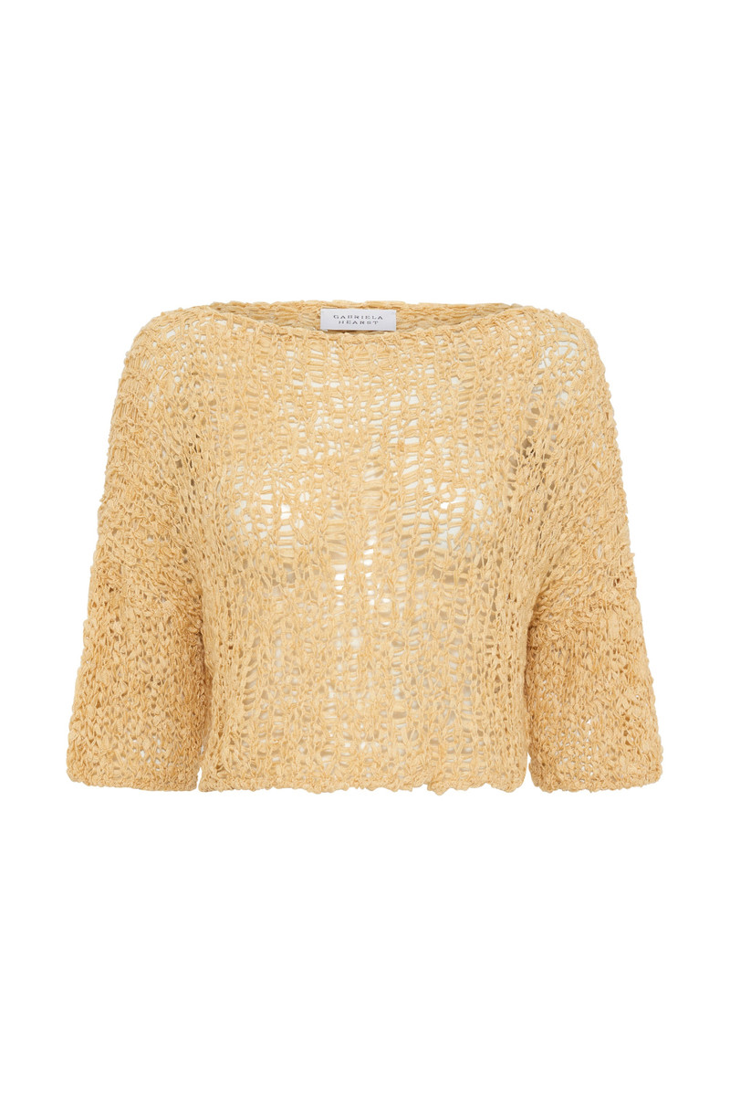 Chrysenta Knit Crop T-Shirt In Hay Silk Cashmere 1